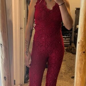 VENUS Red Lace Jumpsuit